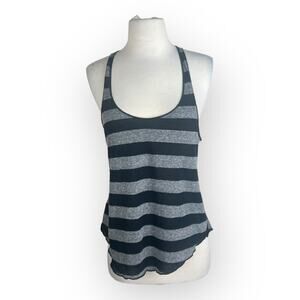Full Tilt Racerback Tank - Striped Gray and White, Vintage Size Medium